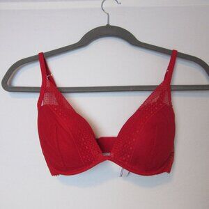 Victoria's Secret Red Plunge Bra 32DDD Mesh Incredible by Victoria's Secret